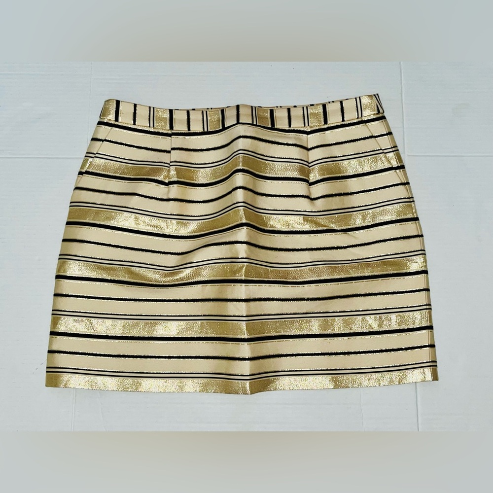 J Crew Gold Metallic Striped Women's Skirt